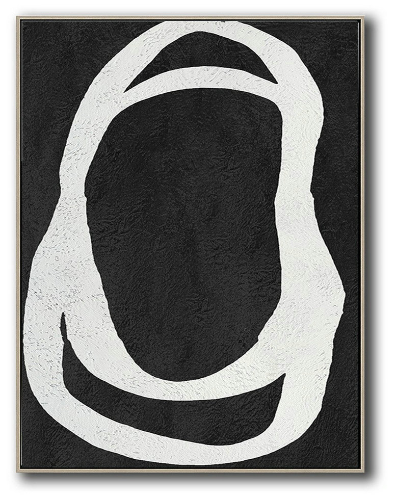 Abstract Oil Painting,Black And White Minimal Painting On Canvas - Art Work